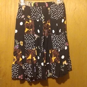 Vintage 80s Sm M Lg Free Sz Patchwork Floral Boho India Elastic Waist Mini Skirt
